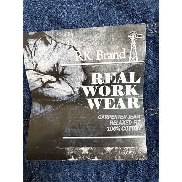 NWT Big Men's RK Brand Blue Denim Carpenter Relaxed 100% Cotton Size 44x29 - Picture 2 of 8